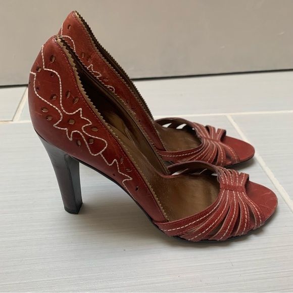 Carlos by  Carlos Santana High Heels Open Toe Red/Orange Dusk 8.5 - Picture 2 of 12